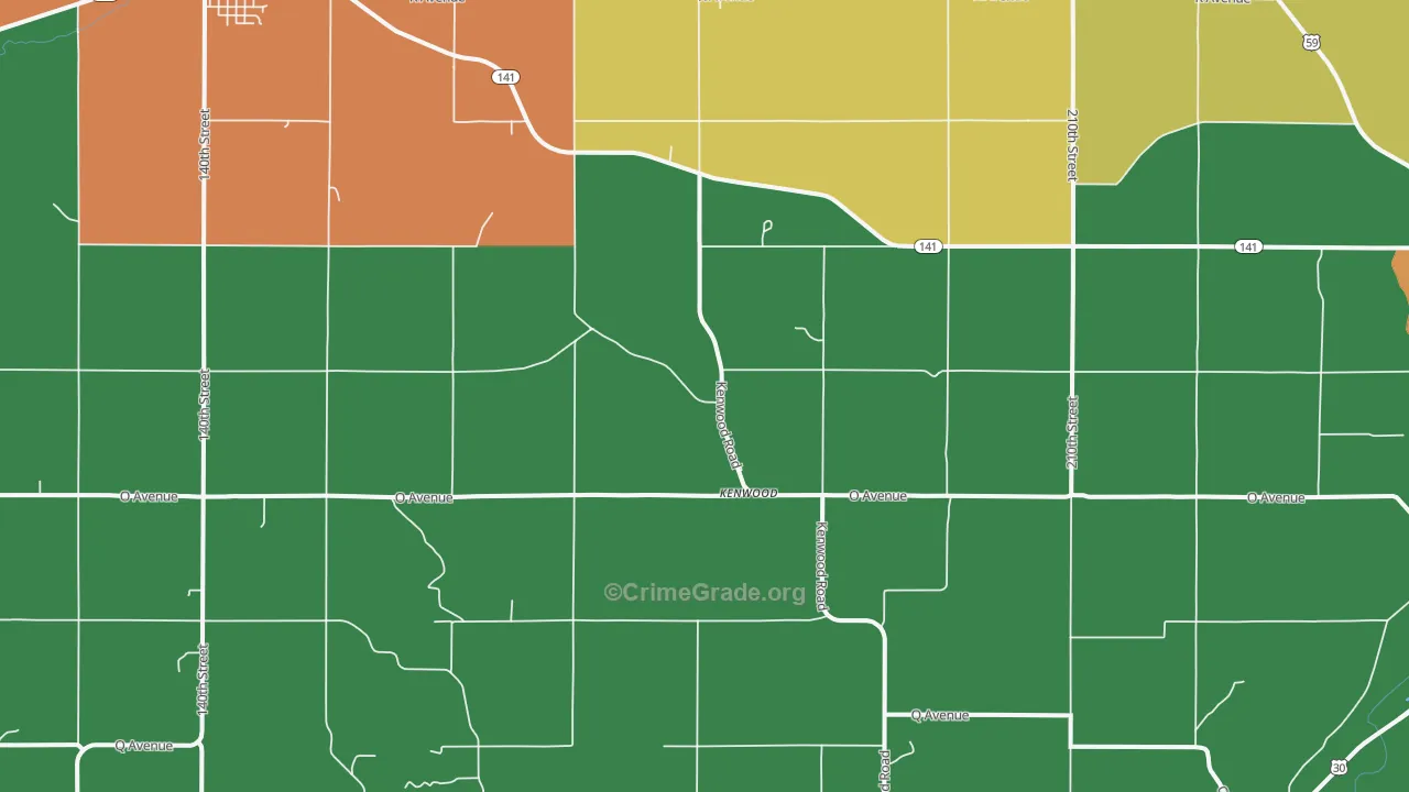 Kenwood, IA Map of Theft Rates