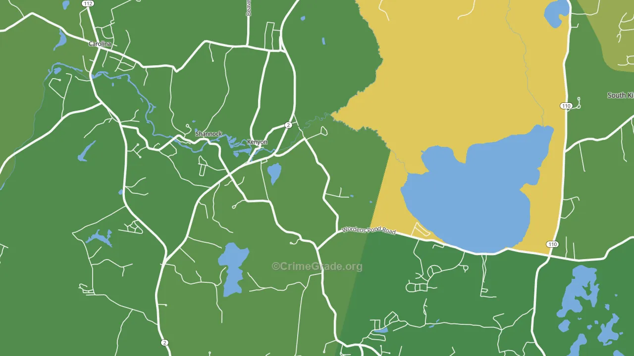 Kenyon, RI Map of Theft Rates