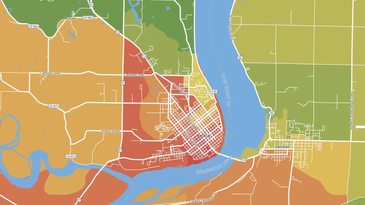 Keokuk, IA Map of Theft Rates