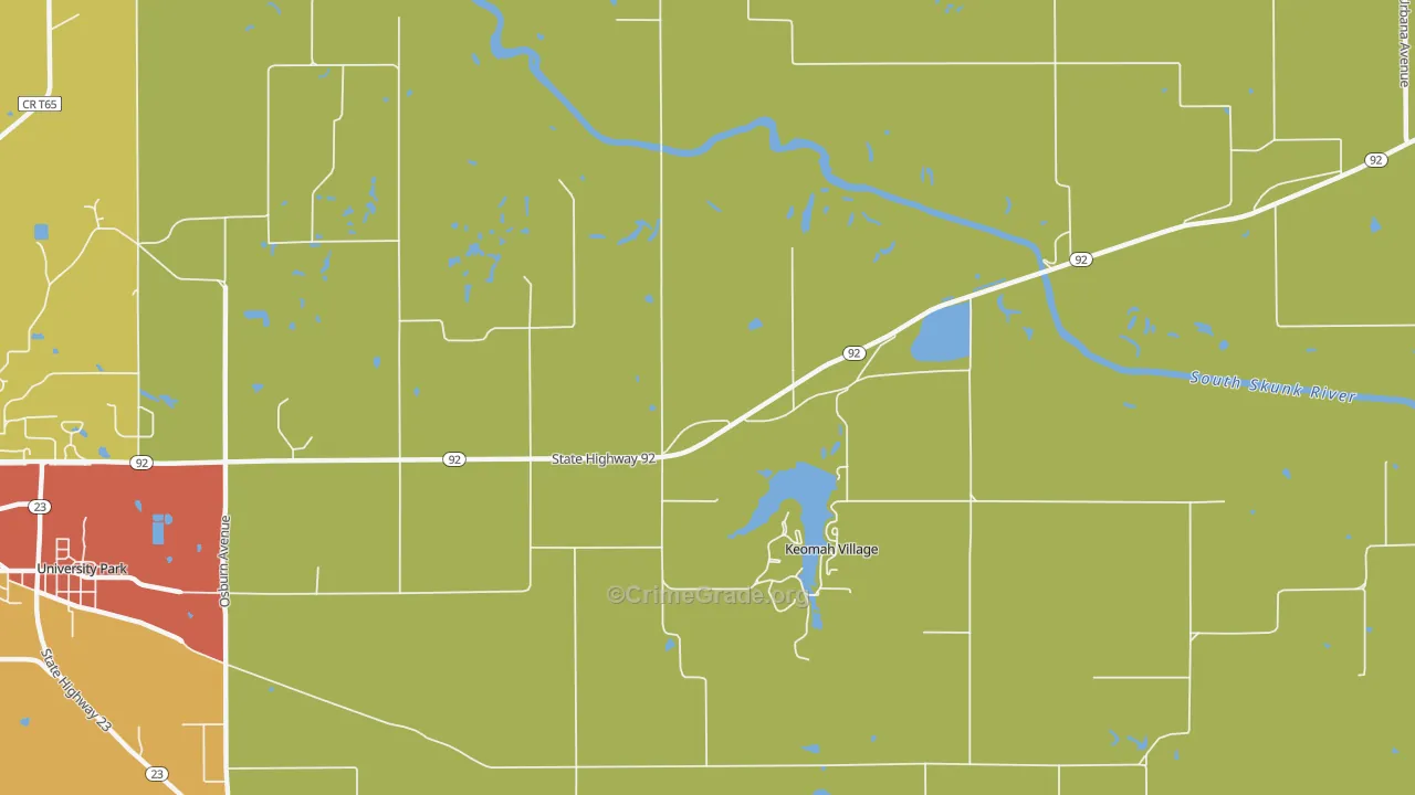 Keomah Village, IA Map of Theft Rates