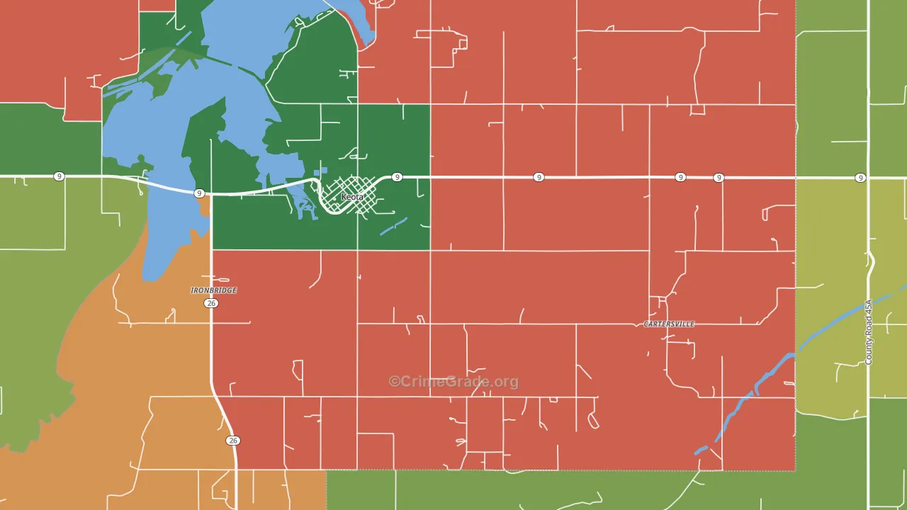 Keota, OK Map of Theft Rates
