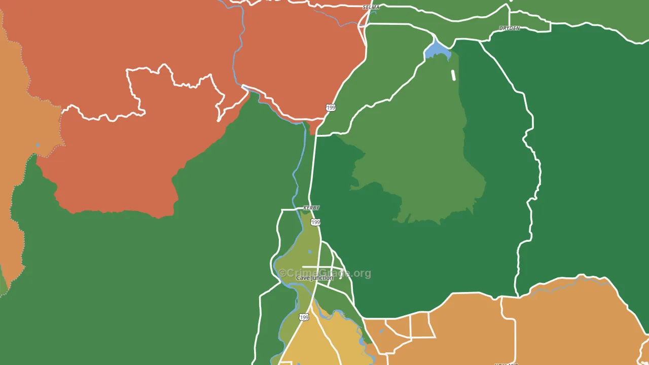 Kerby, OR Map of Theft Rates