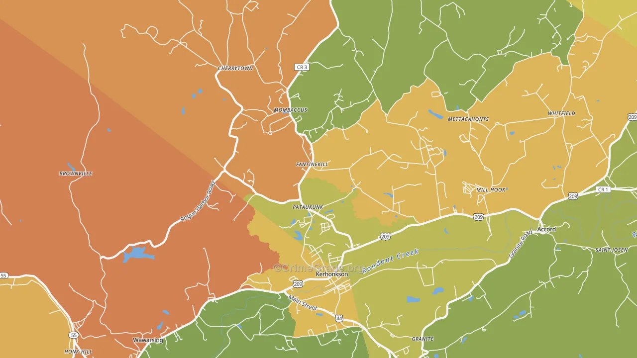Kerhonkson, NY Map of Theft Rates