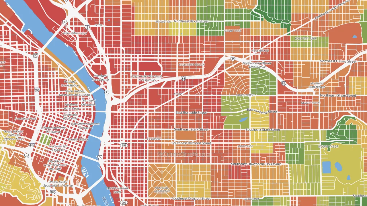 Kerns, Portland, OR Map of Theft Rates