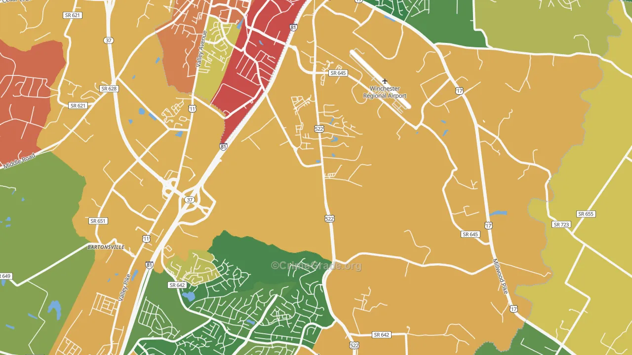 Kernstown, VA Map of Theft Rates