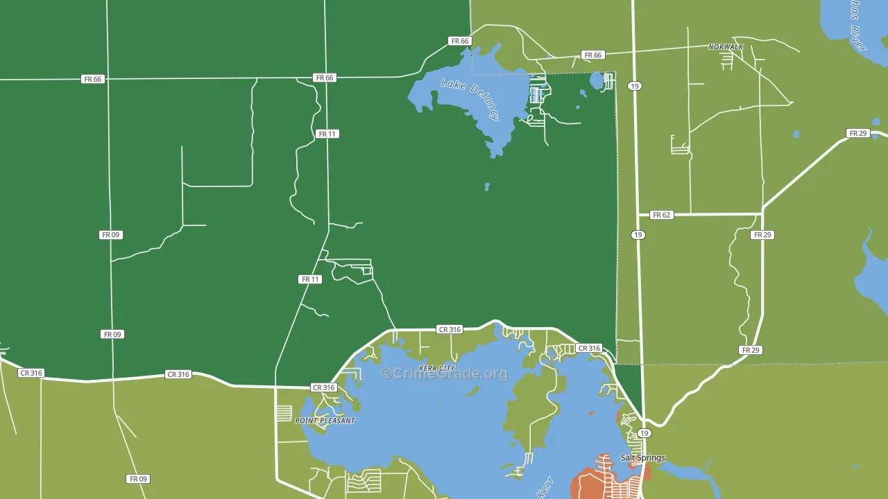 Kerr City, FL Map of Theft Rates