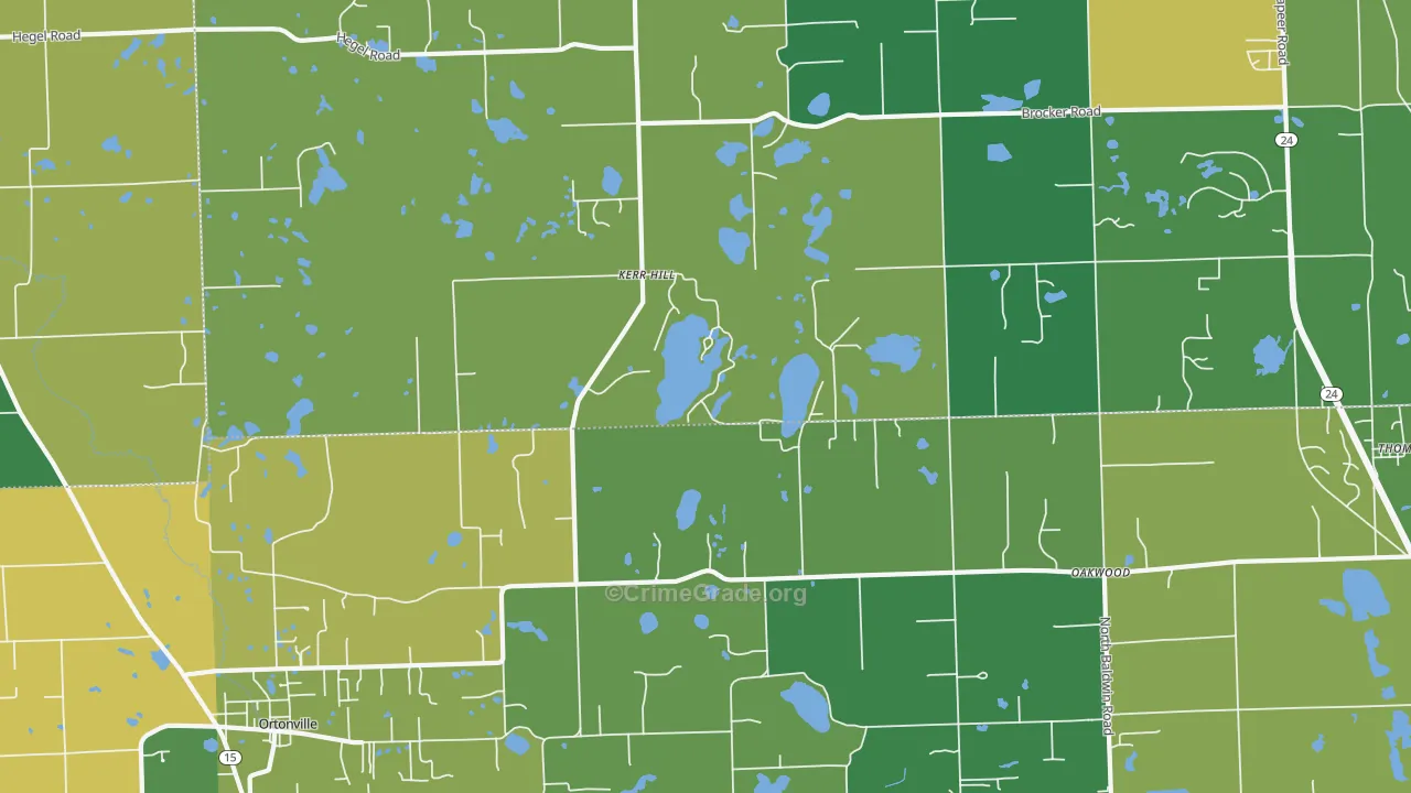 Kerr Hill, MI Map of Theft Rates