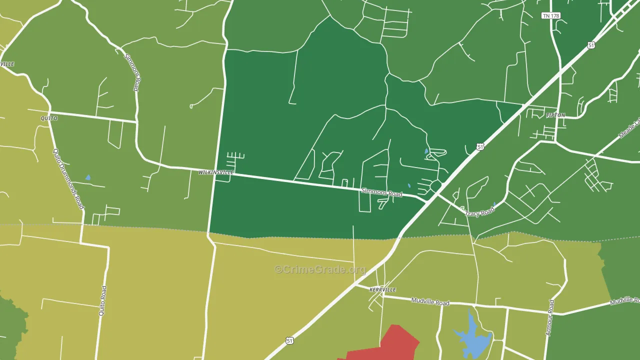 Kerrville, TN Map of Theft Rates