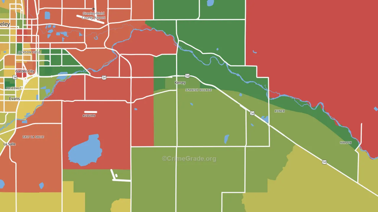 Kersey, CO Map of Theft Rates