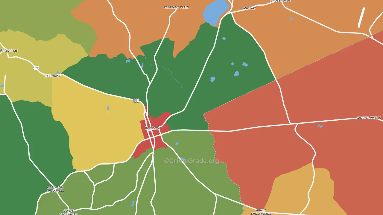 Kershaw, SC Map of Theft Rates