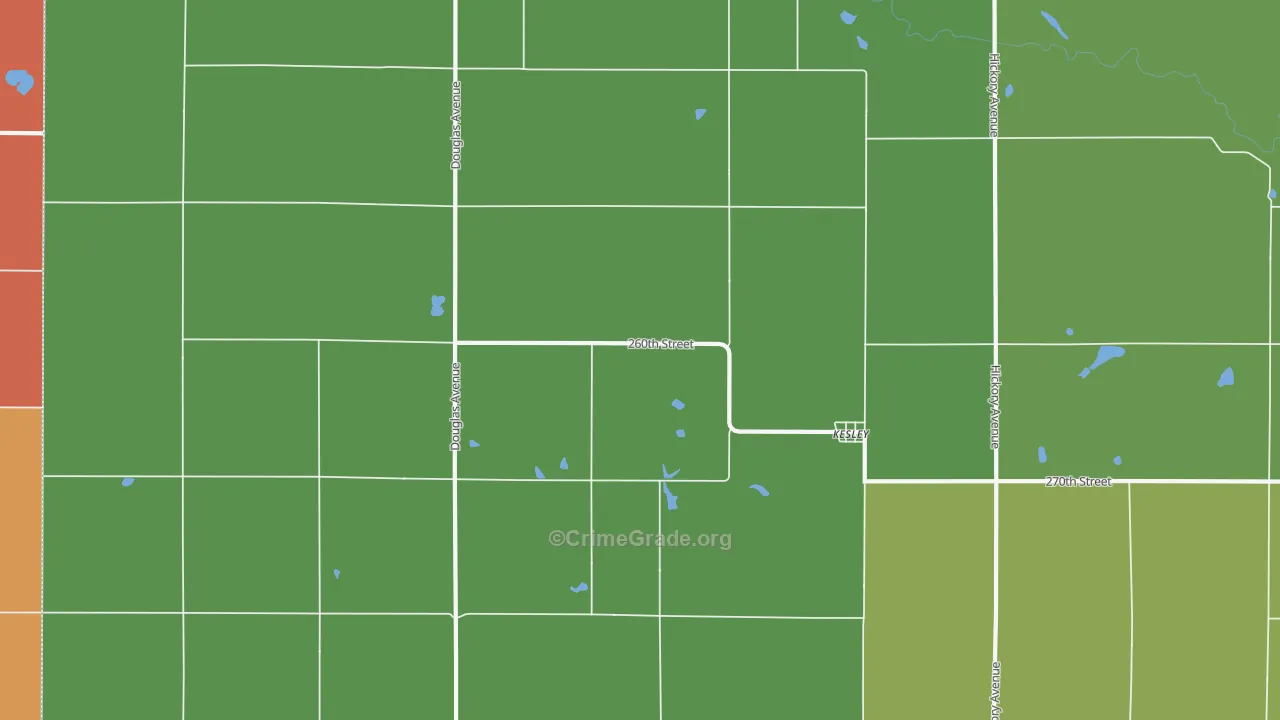 Kesley, IA Map of Theft Rates