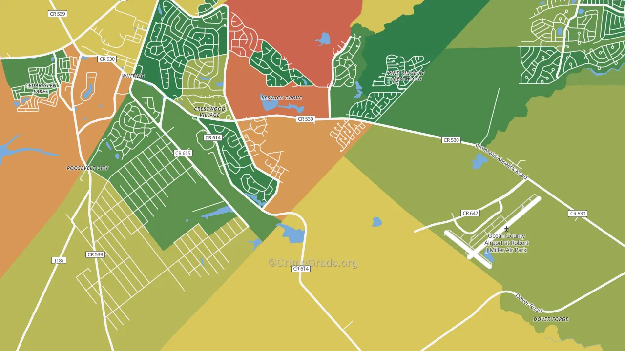 Keswick Grove, NJ Map of Theft Rates