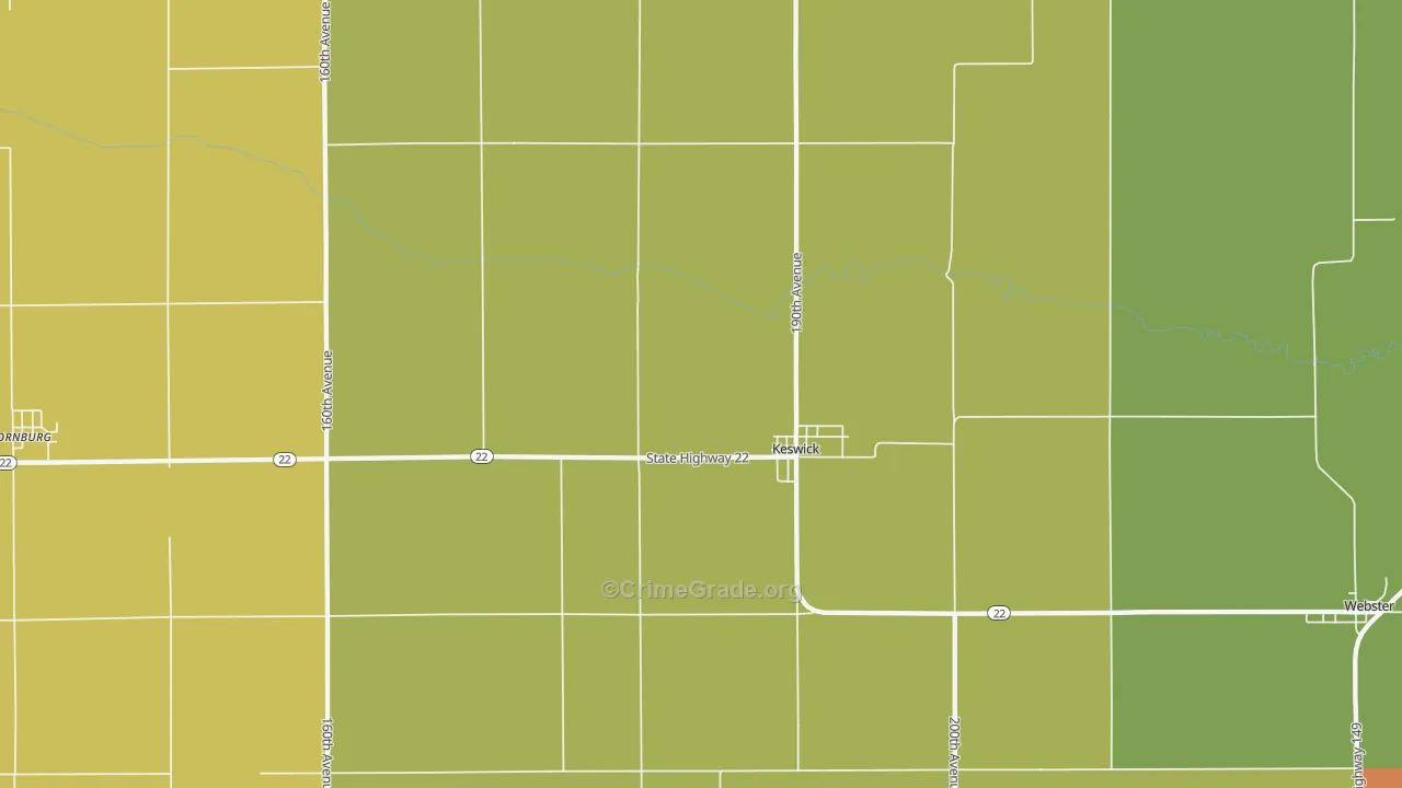 Keswick, IA Map of Theft Rates