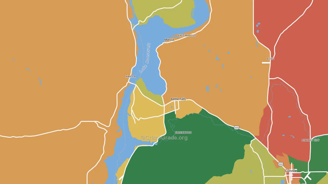 Kettle Falls, WA Map of Theft Rates