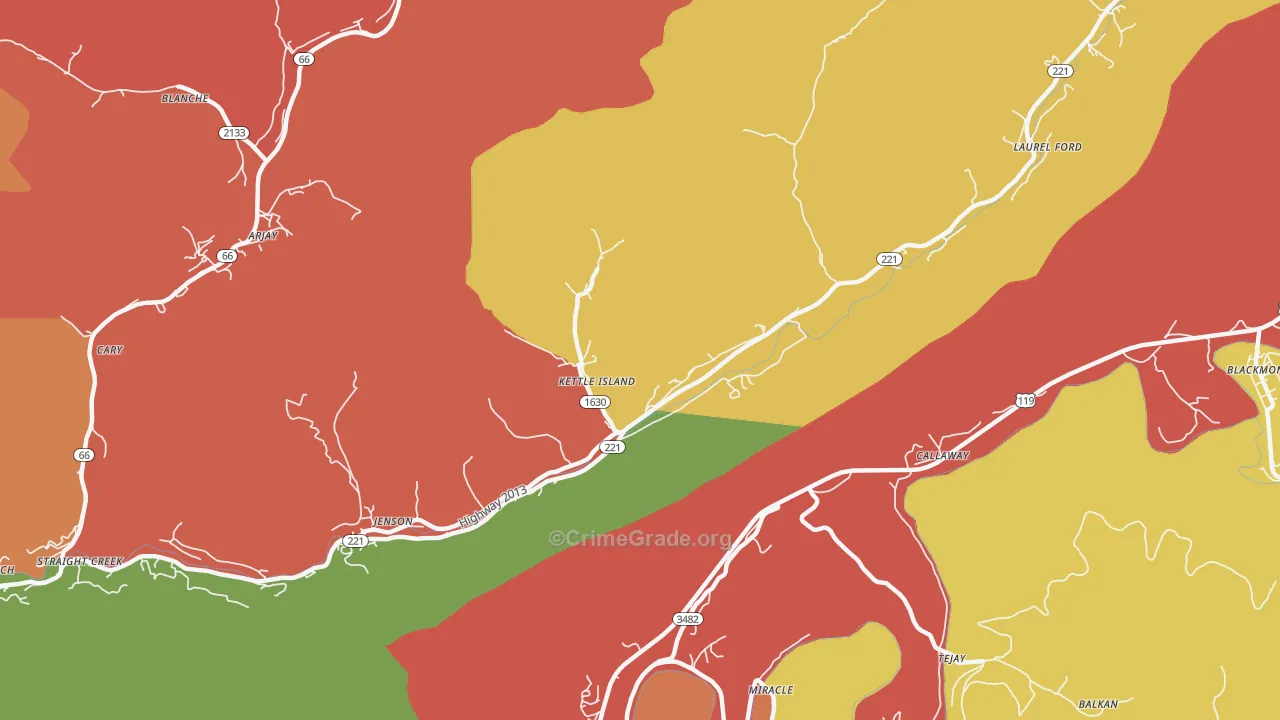 Kettle Island, KY Map of Theft Rates