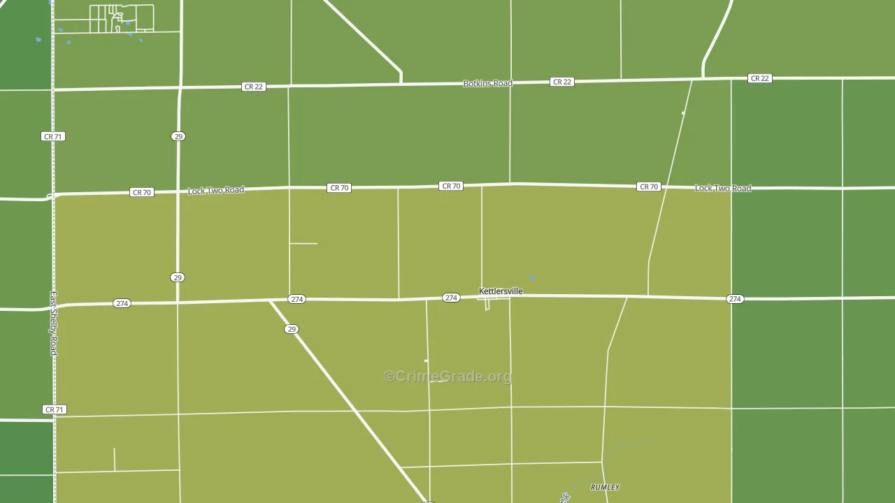 Kettlersville, OH Map of Theft Rates