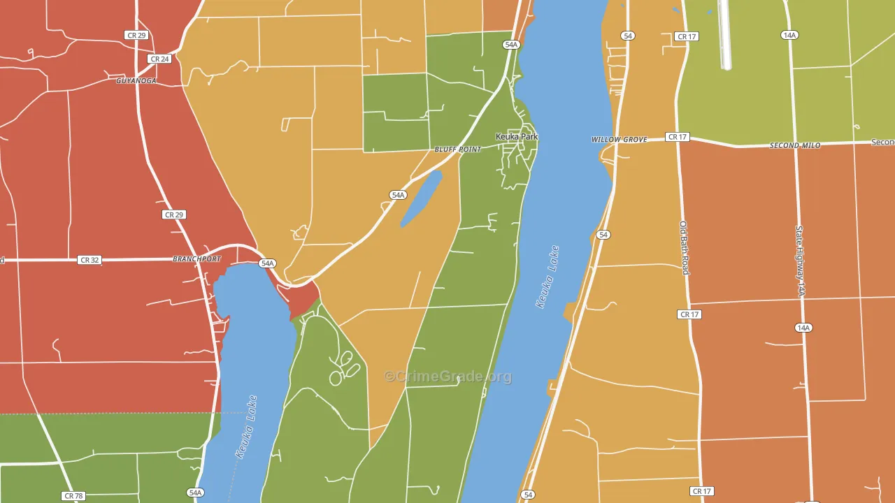Keuka Park, NY Map of Theft Rates
