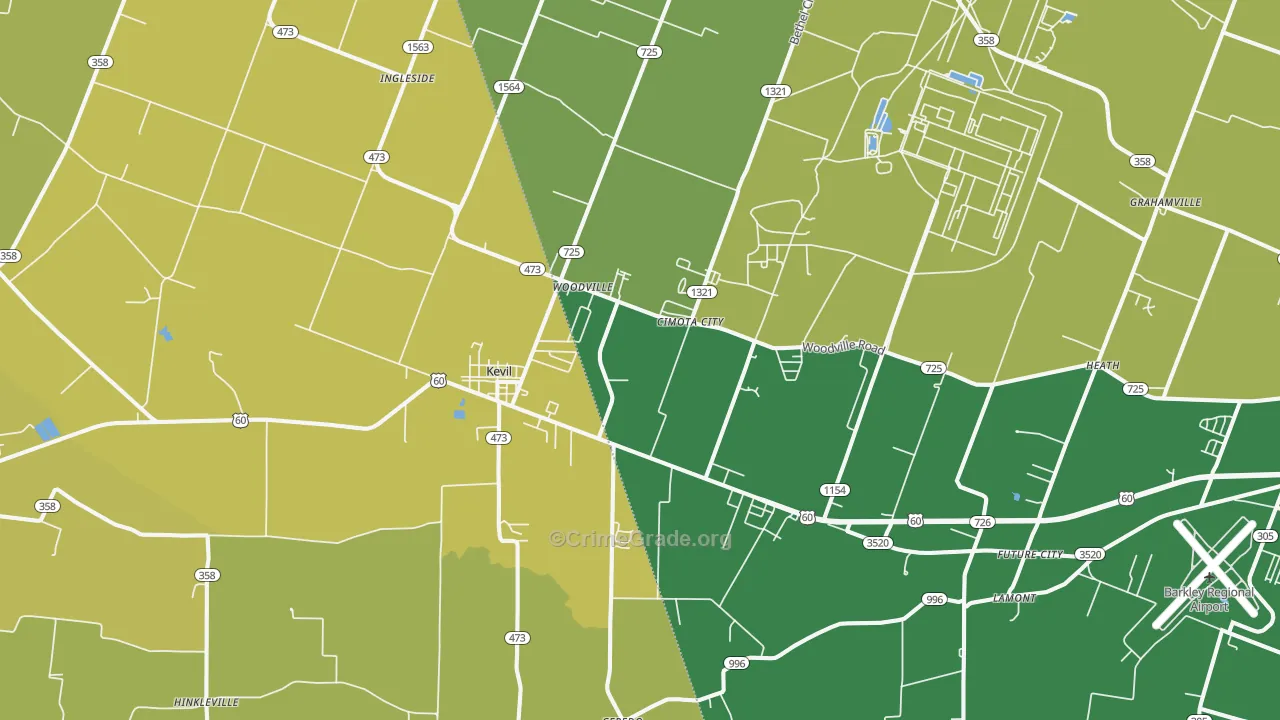 Kevil, KY Map of Theft Rates