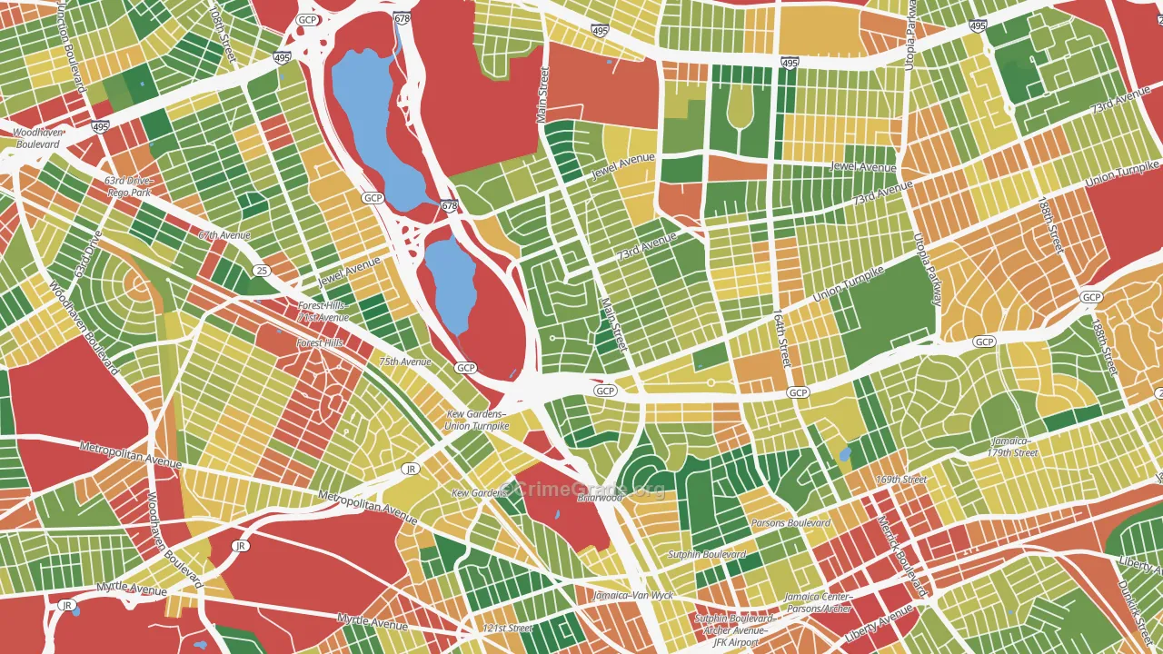 Kew Ggardens, Queens, NY Map of Theft Rates