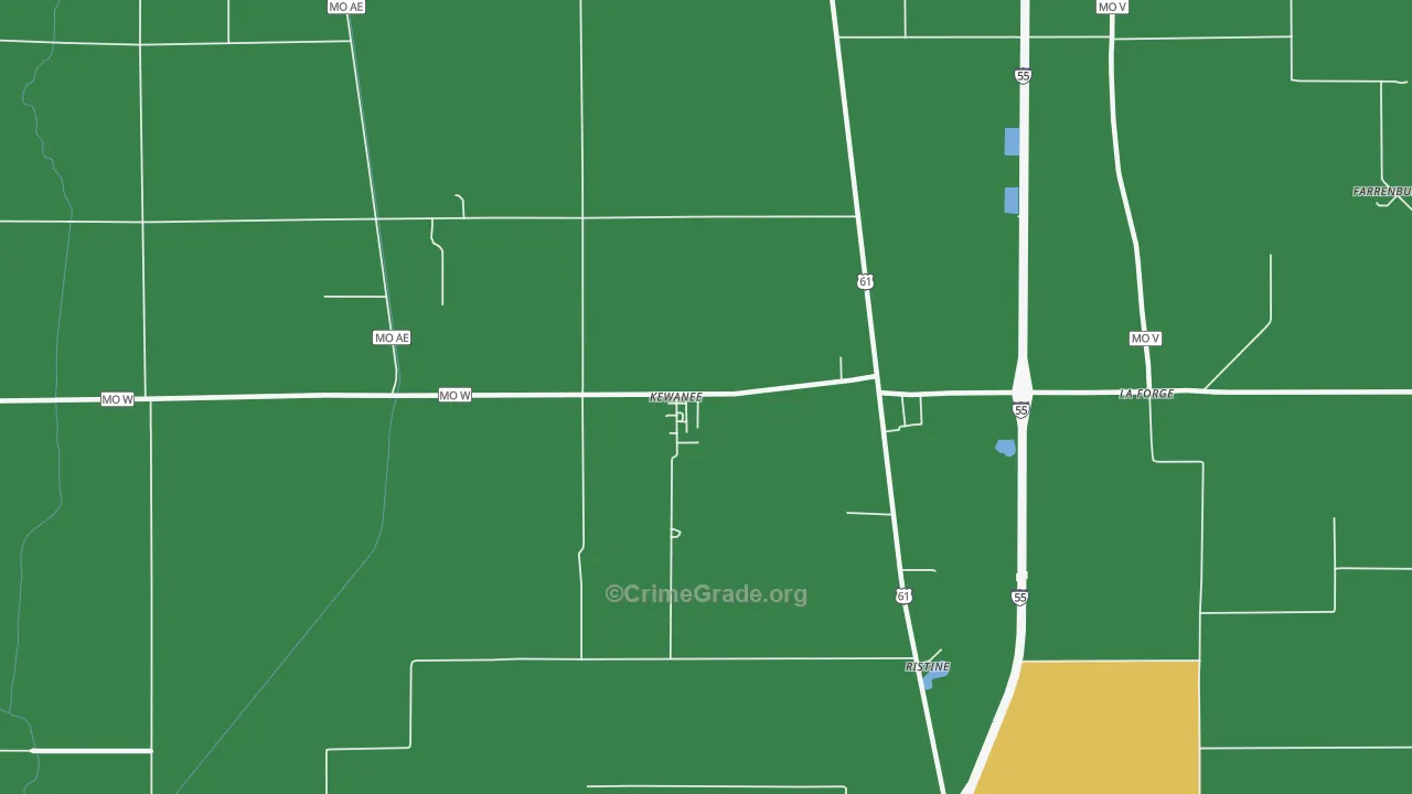 Kewanee, MO Map of Theft Rates