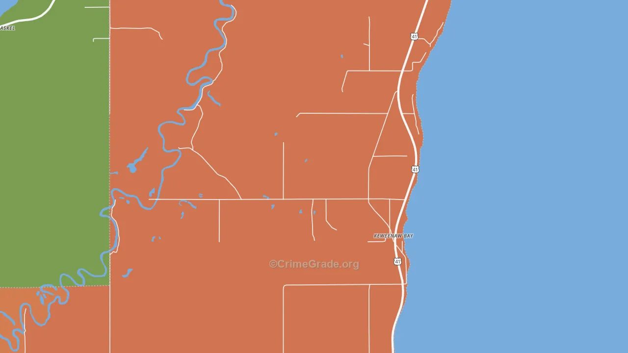 Keweenaw Bay, MI Map of Theft Rates