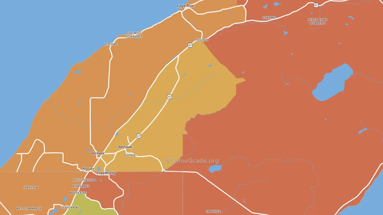 Keweenaw County, MI Map of Theft Rates