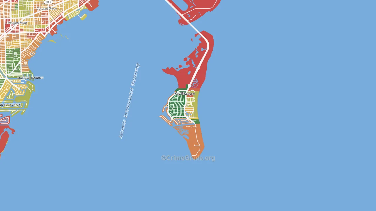 Key Biscayne, FL Map of Theft Rates