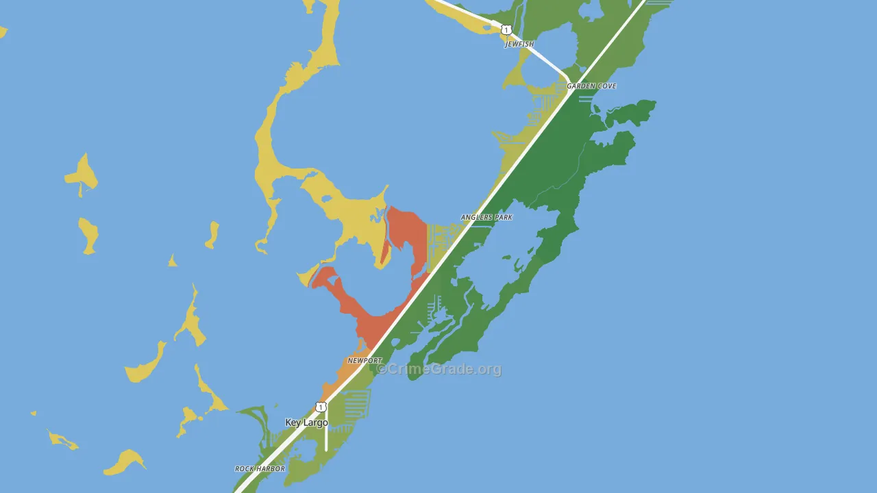 Key Largo, FL Map of Theft Rates