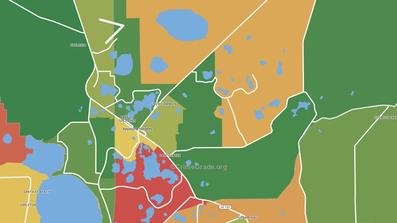 Keystone Heights, FL Map of Theft Rates