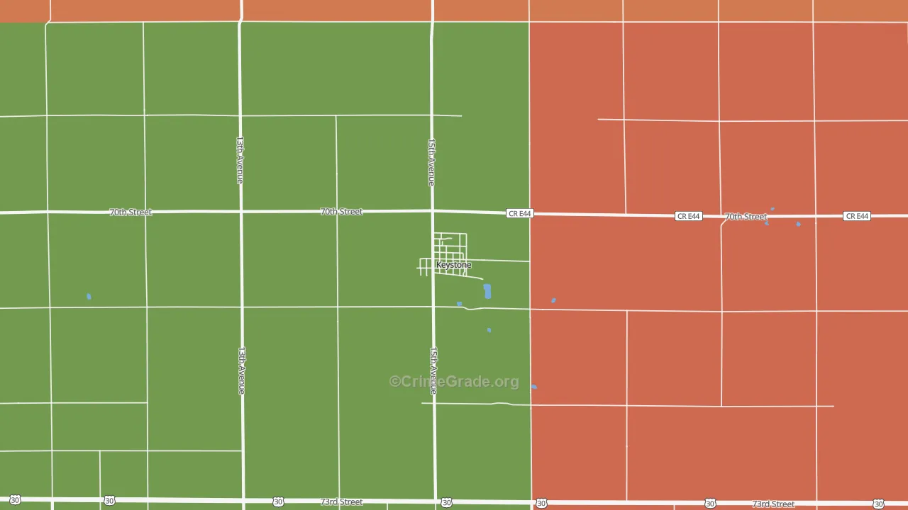 Keystone, IA Map of Theft Rates