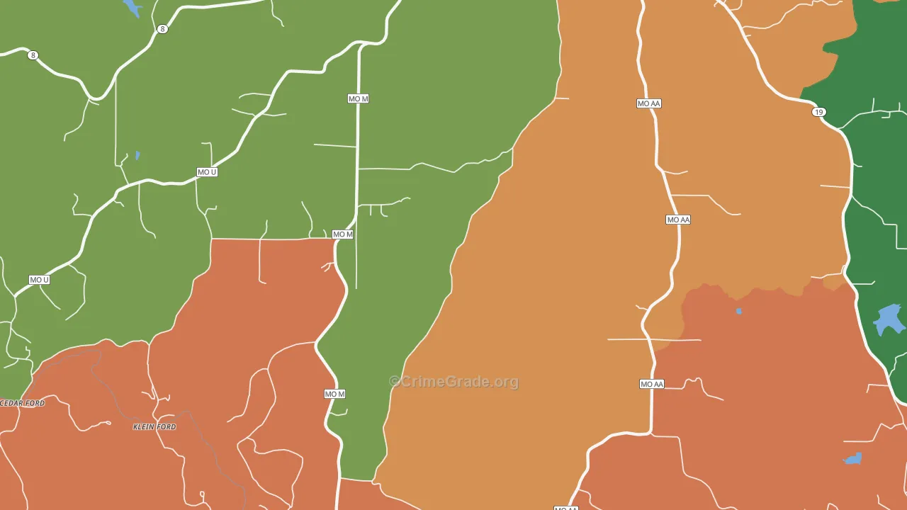 Keysville, MO Map of Theft Rates