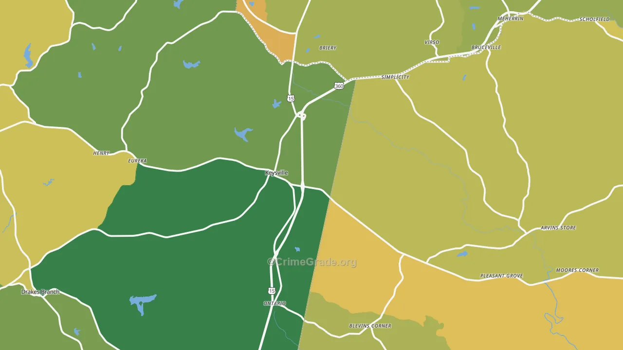 Keysville, VA Map of Theft Rates