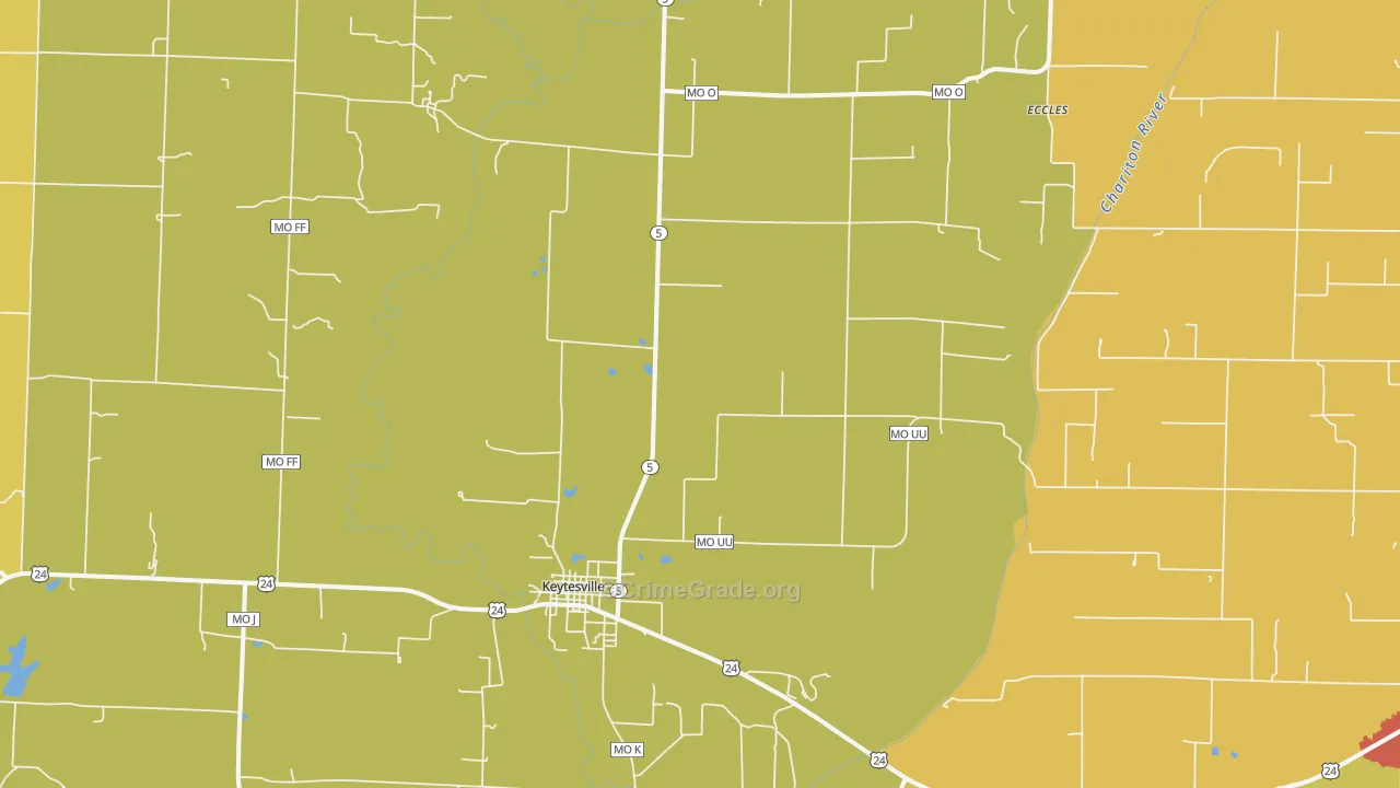 Keytesville, MO Map of Theft Rates