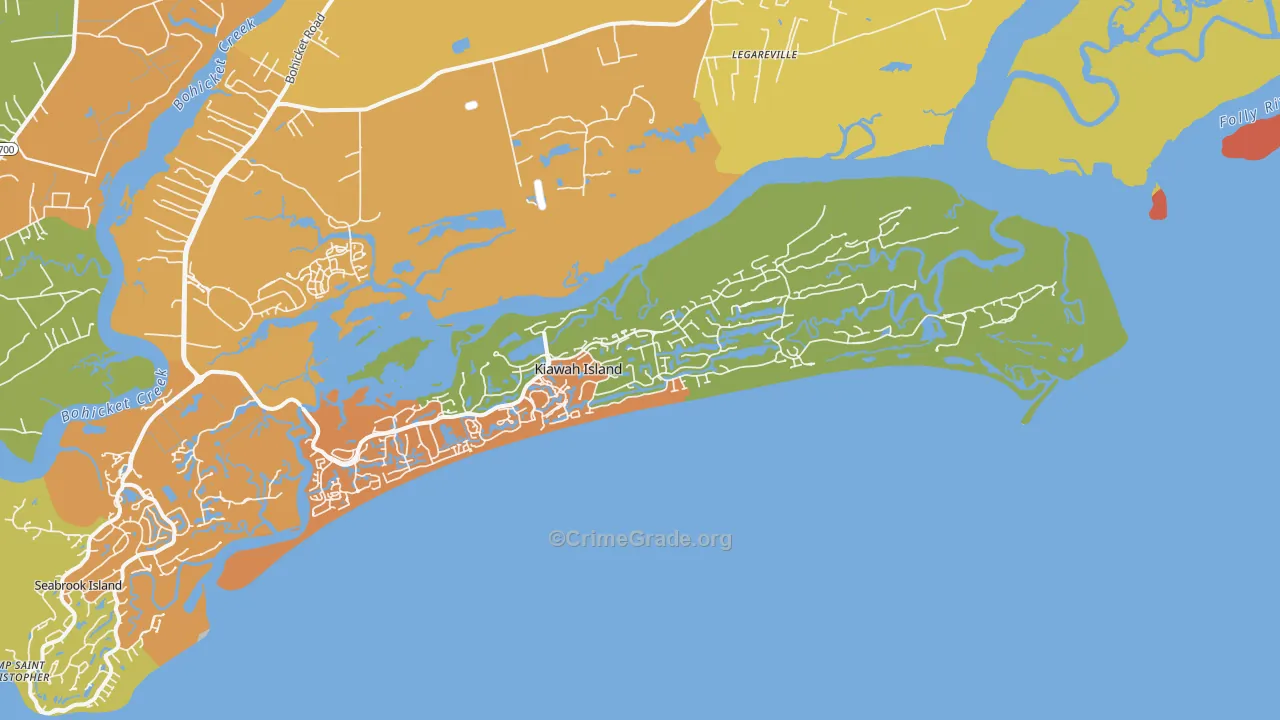 Kiawah Island, SC Map of Theft Rates