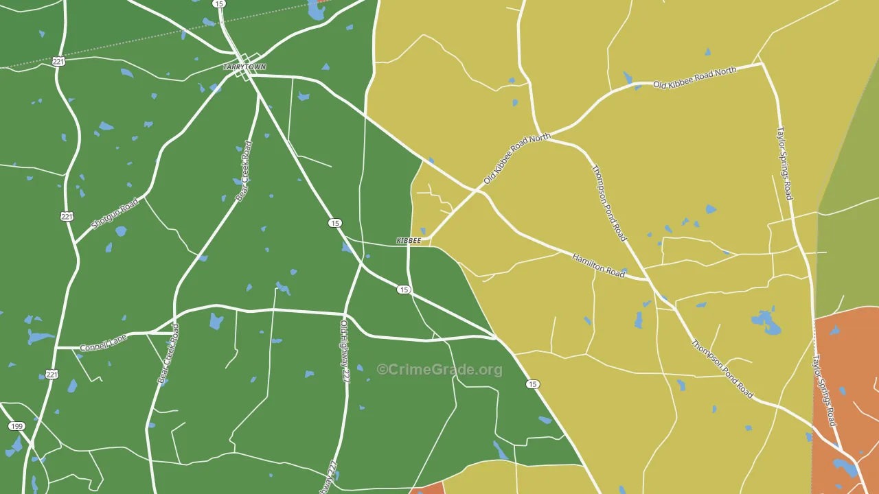 Kibbee, GA Map of Theft Rates