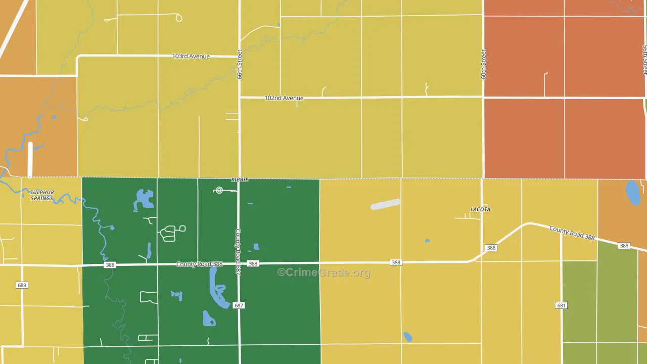 Kibbie, MI Map of Theft Rates