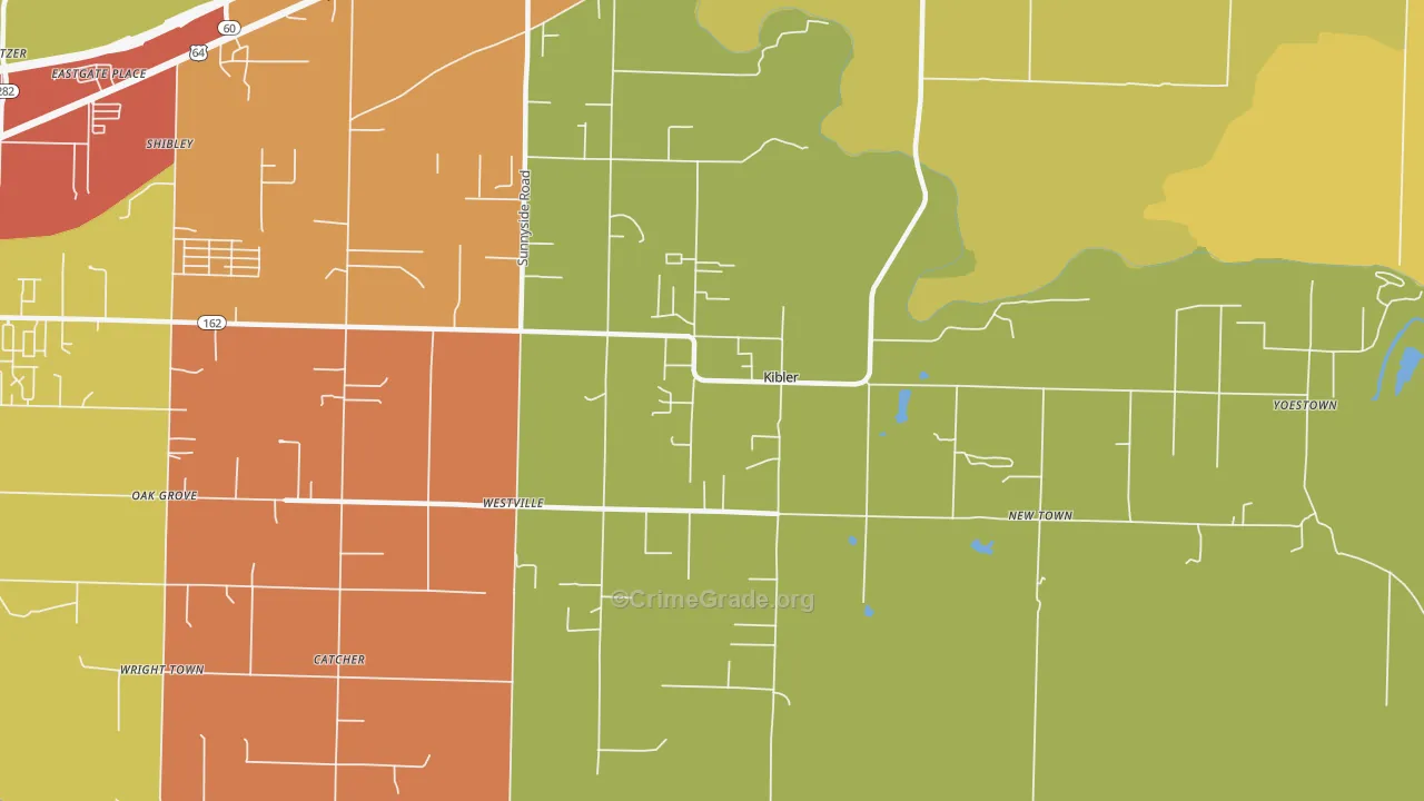 Kibler, AR Map of Theft Rates