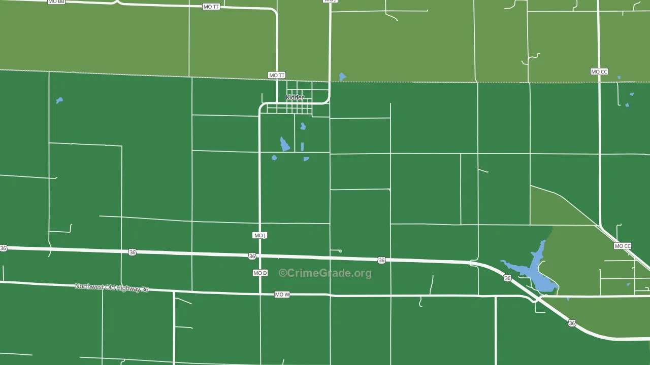 Kidder, MO Map of Theft Rates
