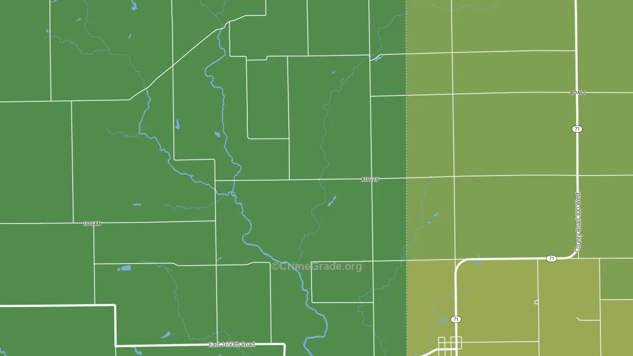 Kidley, IL Map of Theft Rates