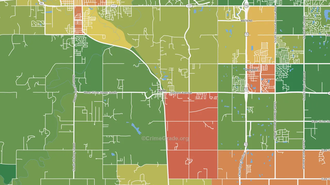 Kiefer, OK Map of Theft Rates
