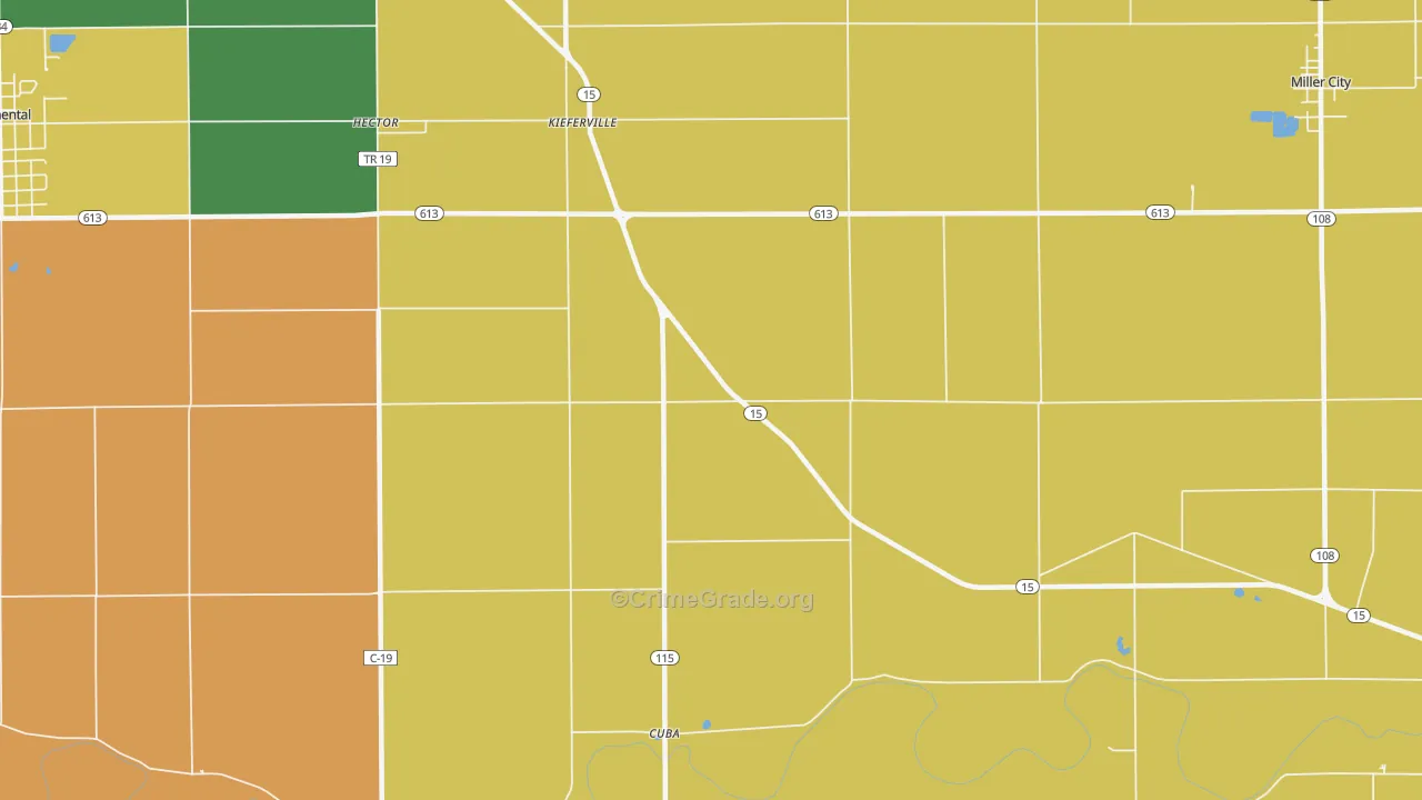 Kieferville, OH Map of Theft Rates