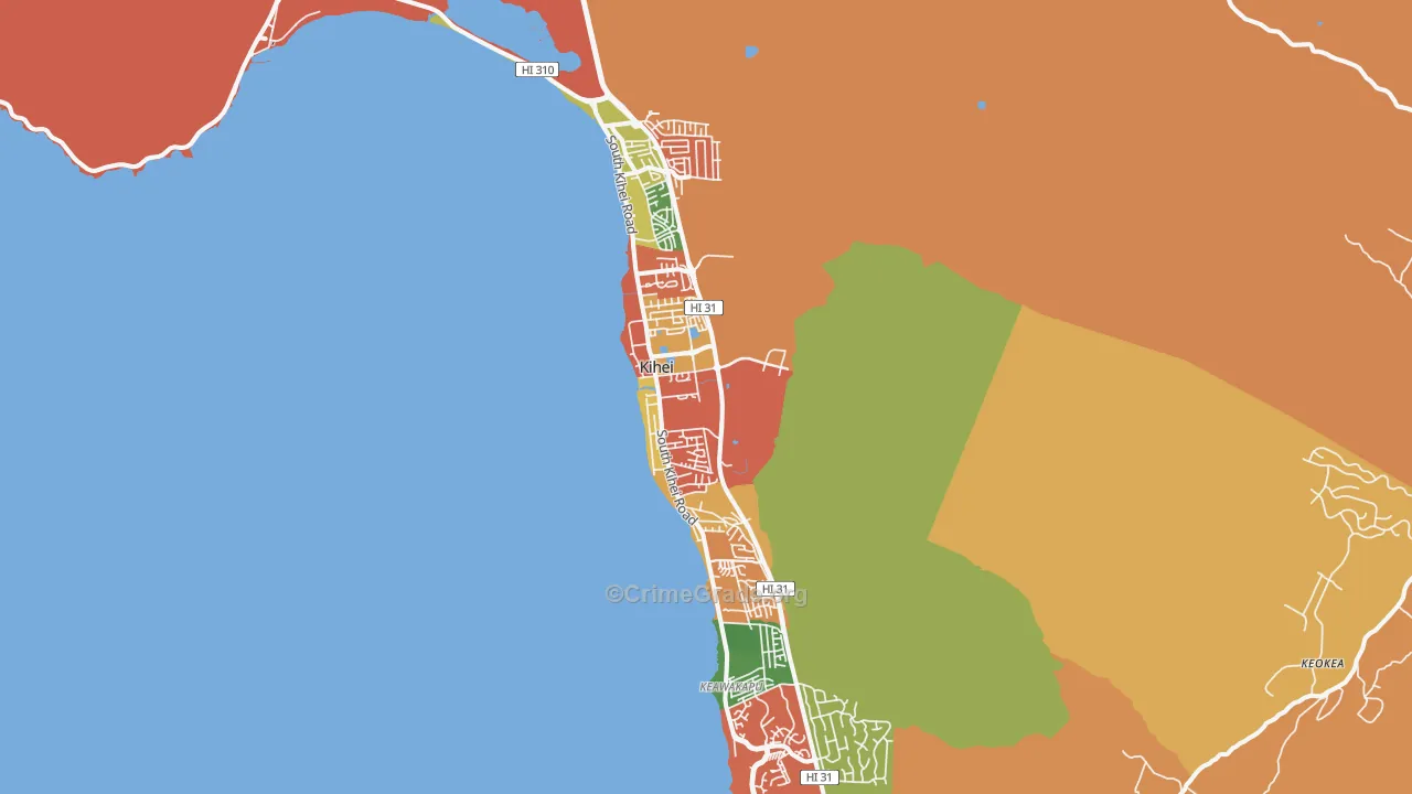 Kihei, HI Map of Theft Rates