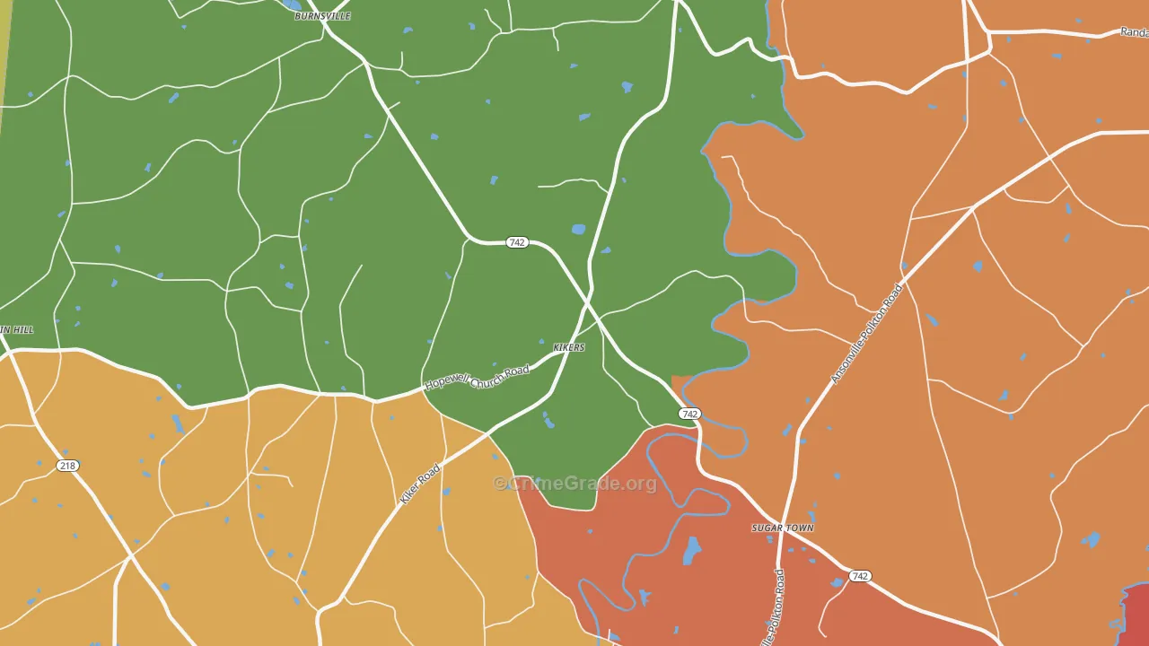 Kikers, NC Map of Theft Rates