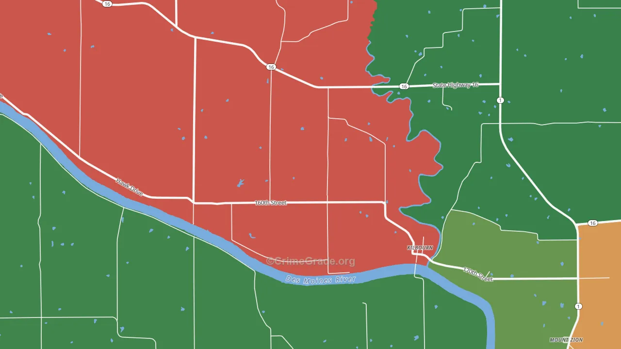 Kilbourn, IA Map of Theft Rates