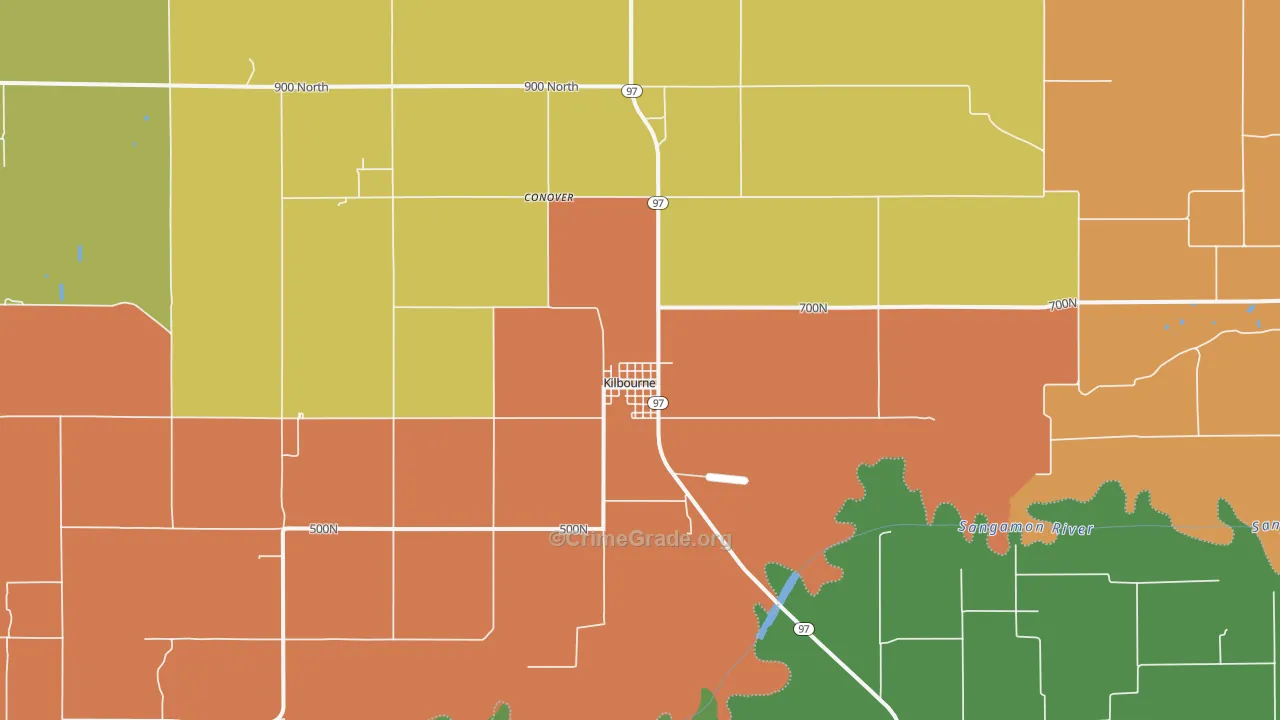 Kilbourne, IL Map of Theft Rates