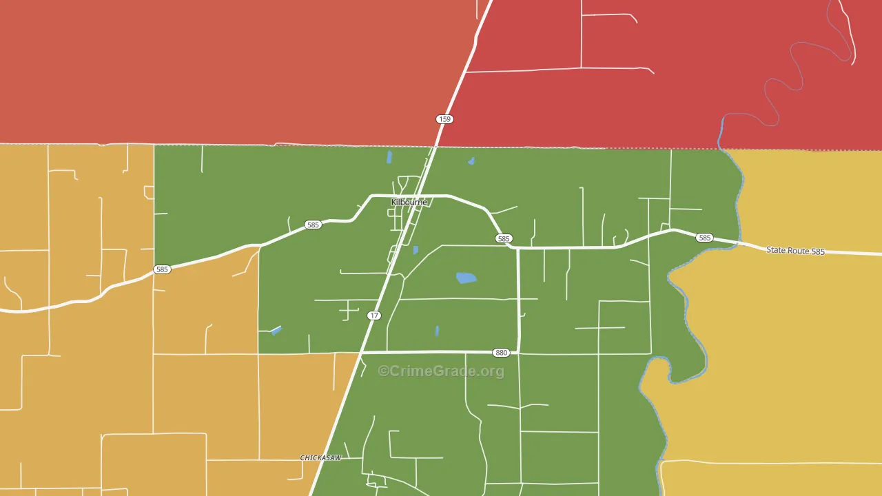 Kilbourne, LA Map of Theft Rates