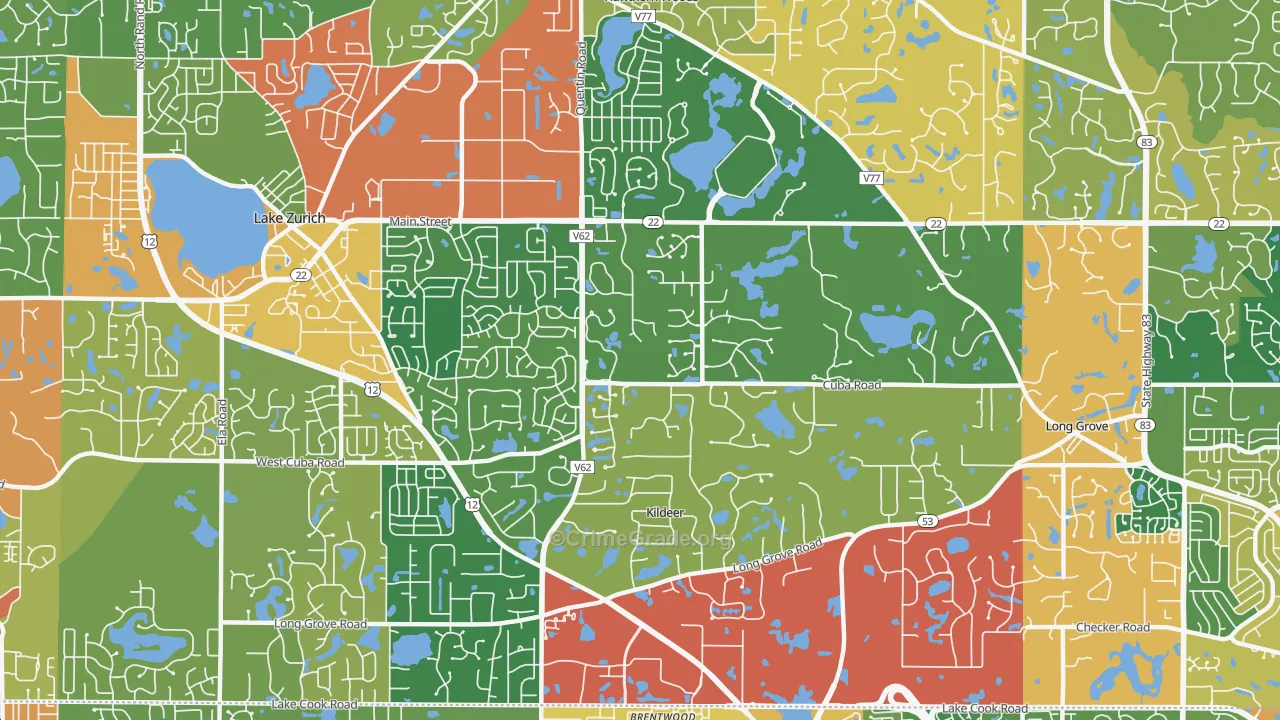 Kildeer, IL Map of Theft Rates