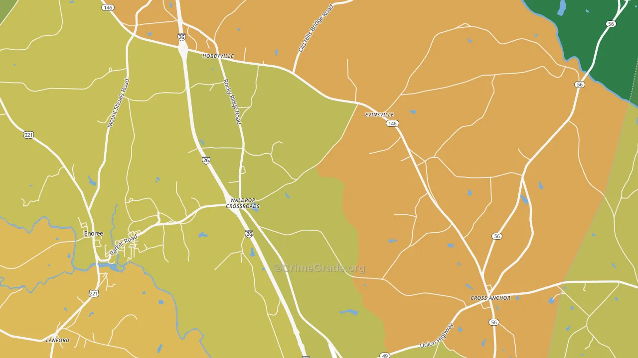 Kilgore, SC Map of Theft Rates