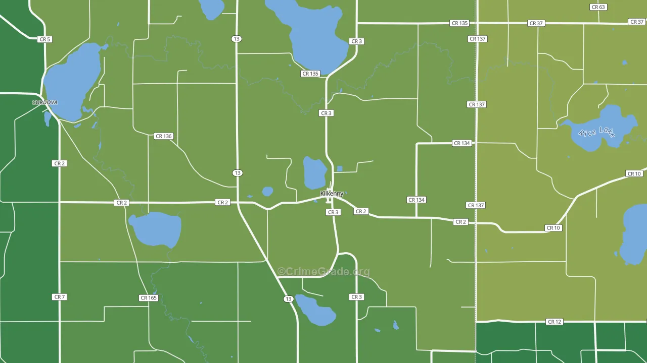Kilkenny, MN Map of Theft Rates