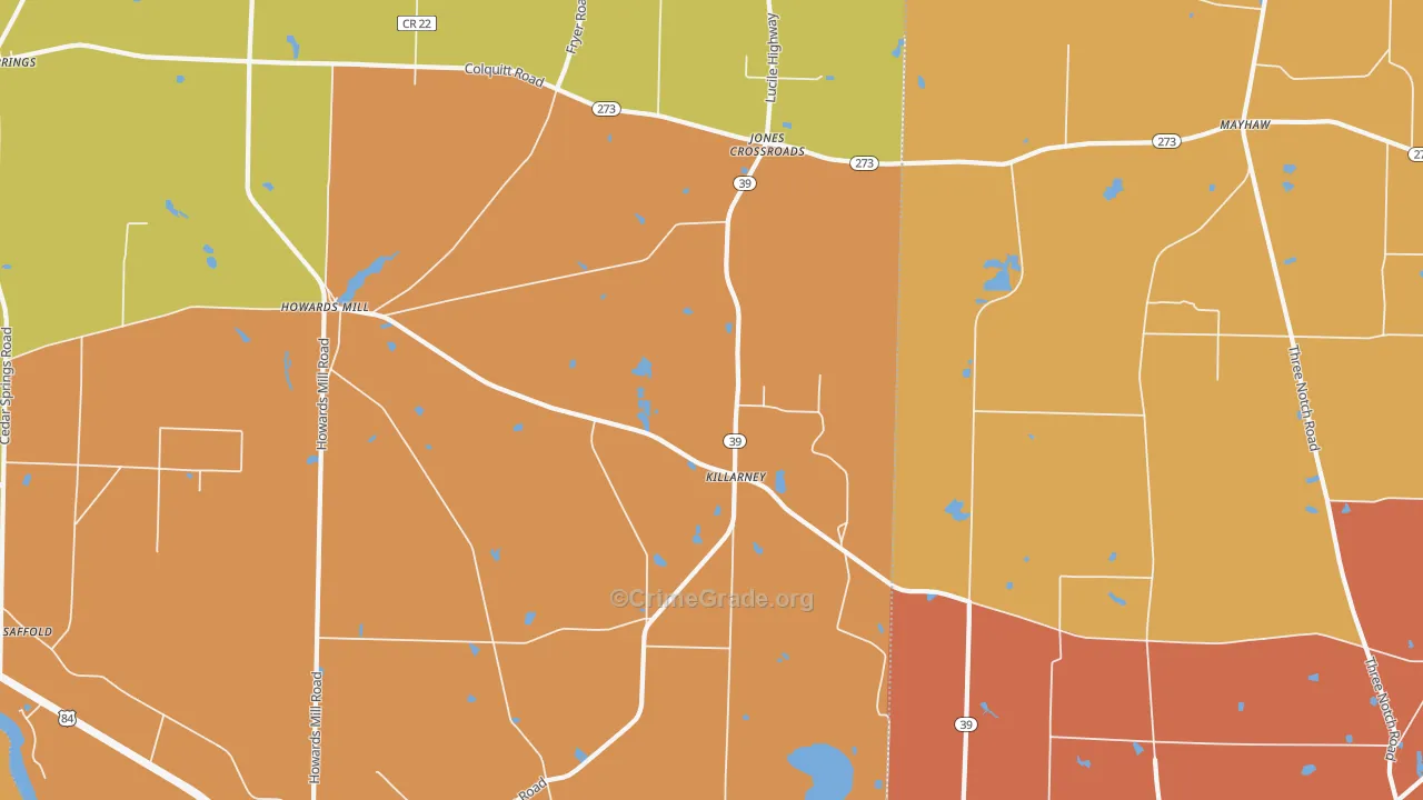 Killarney, GA Map of Theft Rates